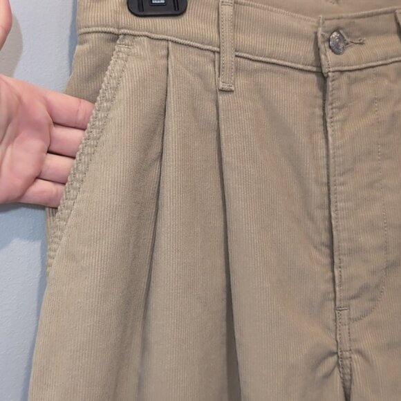 Levis Premium Wide Leg Pleated Crop Corduroy Pants Khaki High Waist Size 25 - Picture 5 of 13
